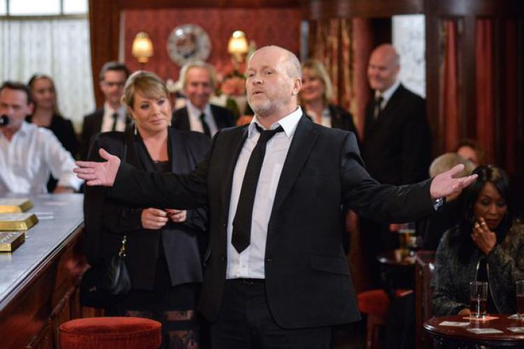 Phil Mitchell struggles to get through the eulogy